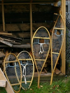 From L-R: Bear Paw, Huron and Cree snowshoes