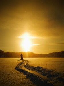 A Snow Walker heads to the Setting Sun.